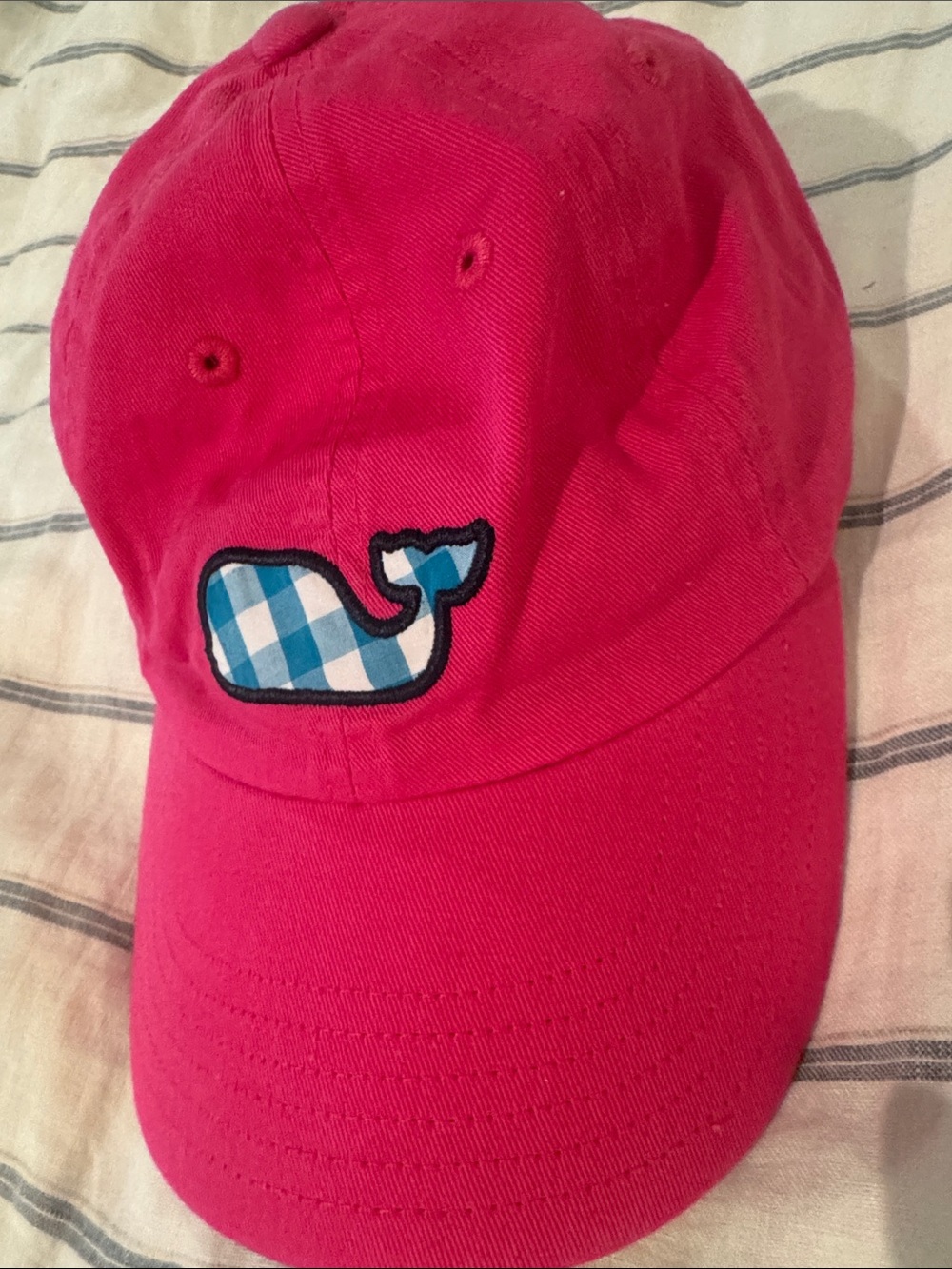 Vineyard Vines Hot Pink Cap with Blue Gingham Whale Patch Never worn